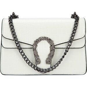 ⚡Women's White Snake Vegan Leather Print Casual Satchel Crossbody Handbag